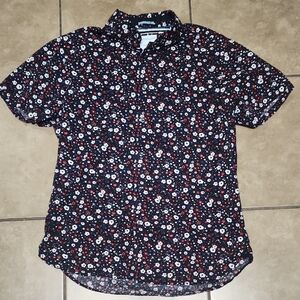 Denim & Flower Ricky Singh Men Button Short Sleeve Collar Flower Black M